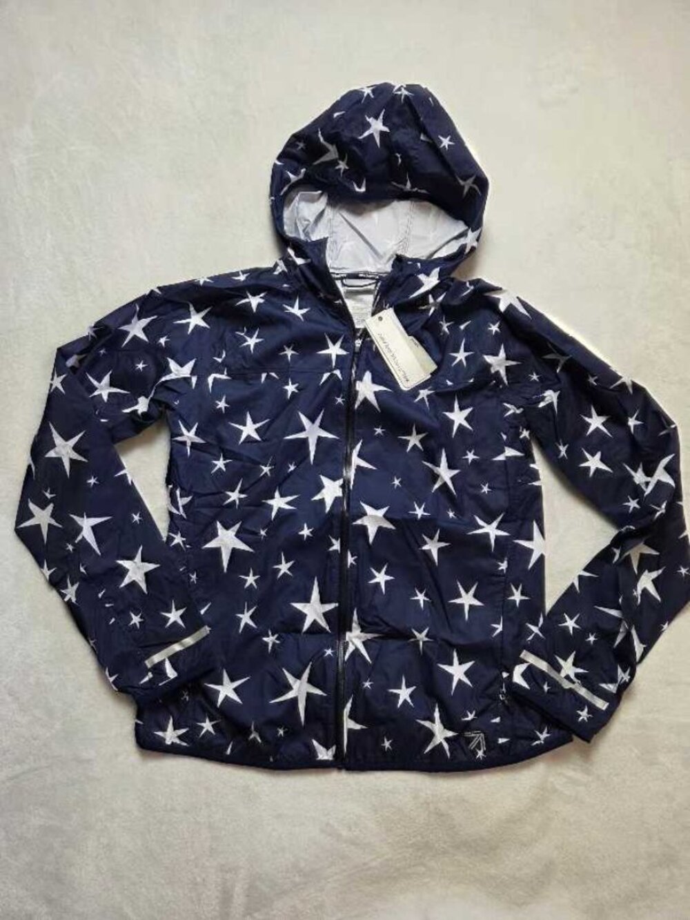 New M J.Crew x New Balance star print windbreaker hooded jacket
